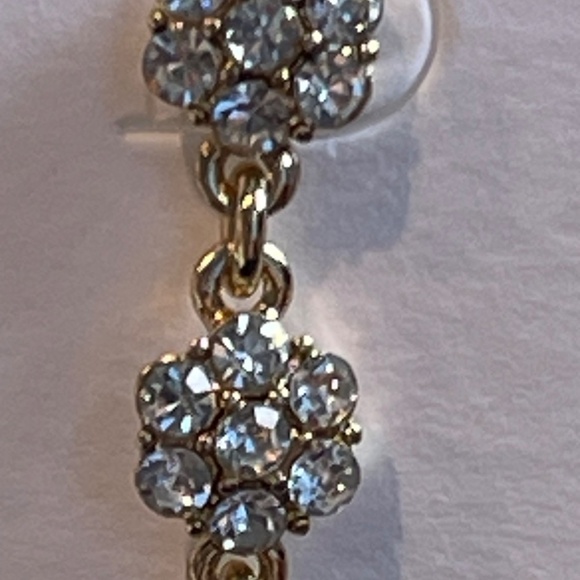 J. Crew Factory Linear Crystal Flower Statement Earrings - NWT - Picture 3 of 4